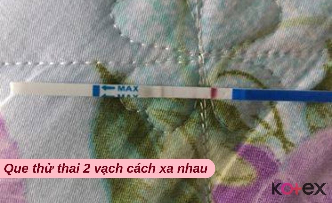 hình ảnh que thử thai 2 vạch cách xa nhau