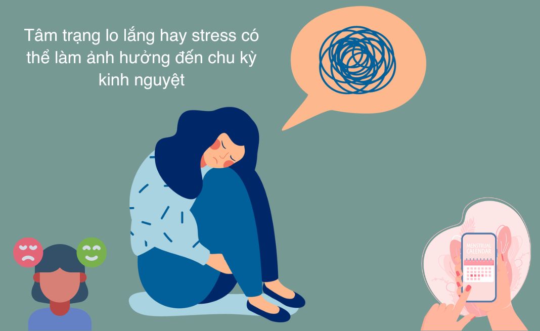 Tâm trạng lo lắng hay stress có thể làm ảnh hưởng đến chu kỳ kinh nguyệt